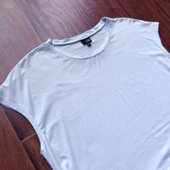 Lisa Bayne Short Sleeve Top Bamboo Cotton Baby Blue Designer Casual Luxury Sz S - Picture 4 of 15